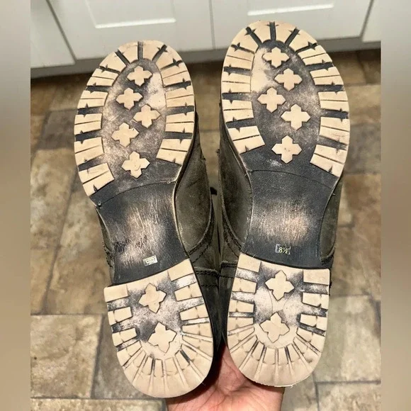 CUDDLE-F Leather Combat Boots 8.5M Fur Lined Lace Up Mid Calf Gray - Picture 6 of 7